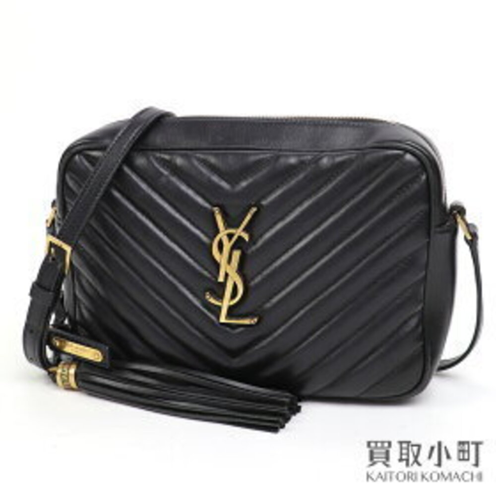 Saint Laurent Yves Lou Camera Bag Quilted Black Tassel YSL Logo Fringe